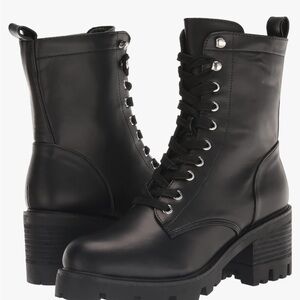 DV Dolce Vita Madey Black Lace Up  Combat Boots with Chunky Sole